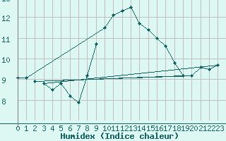 Courbe de l'humidex pour Bremerhaven