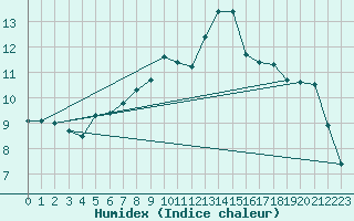 Courbe de l'humidex pour Schneifelforsthaus