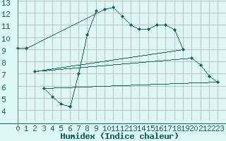 Courbe de l'humidex pour Offenbach Wetterpar