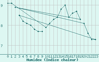 Courbe de l'humidex pour Beerse (Be)