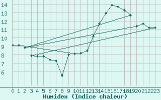 Courbe de l'humidex pour Jan (Esp)