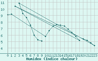 Courbe de l'humidex pour Sarzeau (56)