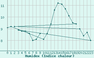 Courbe de l'humidex pour Bad Kissingen