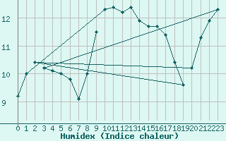 Courbe de l'humidex pour Larkhill