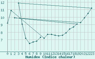 Courbe de l'humidex pour Waiouru