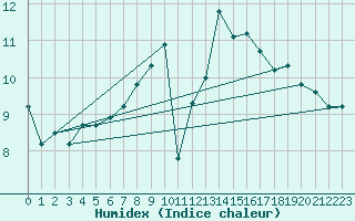 Courbe de l'humidex pour South Uist Range