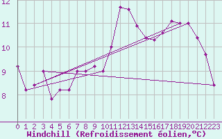 Courbe du refroidissement olien pour Steenvoorde (59)