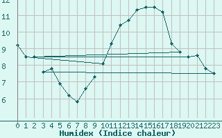 Courbe de l'humidex pour Palacios de la Sierra