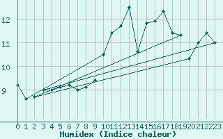 Courbe de l'humidex pour Freudenberg/Main-Box