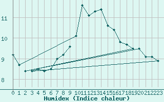 Courbe de l'humidex pour Bad Salzuflen