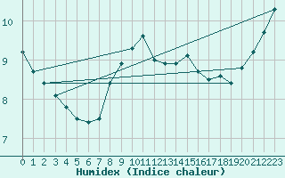 Courbe de l'humidex pour Trieste