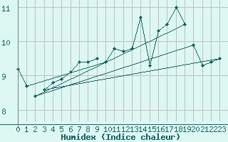 Courbe de l'humidex pour Roissy (95)