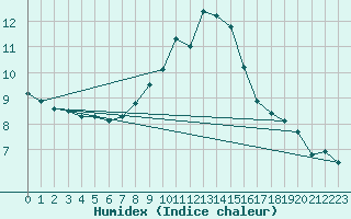 Courbe de l'humidex pour Weiden