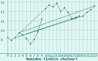 Courbe de l'humidex pour Cap Pertusato (2A)