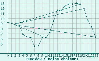 Courbe de l'humidex pour Belvs (24)