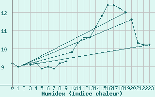 Courbe de l'humidex pour Cap de la Hague (50)