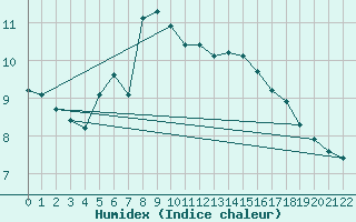 Courbe de l'humidex pour Skamdal