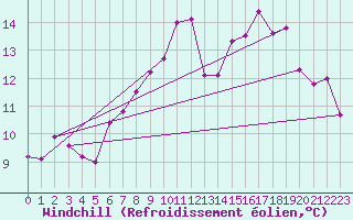 Courbe du refroidissement olien pour Leek Thorncliffe
