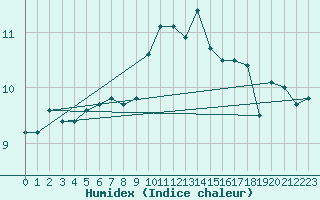 Courbe de l'humidex pour Belm