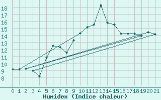 Courbe de l'humidex pour Liarvatn