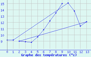 Courbe de tempratures pour Fichtelberg