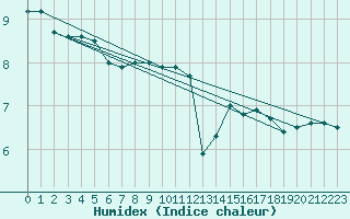 Courbe de l'humidex pour La Roche-sur-Yon (85)