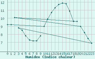 Courbe de l'humidex pour Roches Point