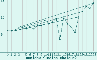 Courbe de l'humidex pour Sherkin Island