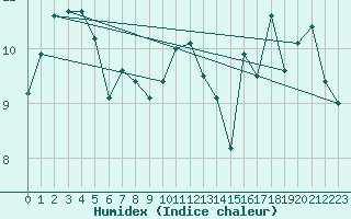 Courbe de l'humidex pour Cap Ferret (33)