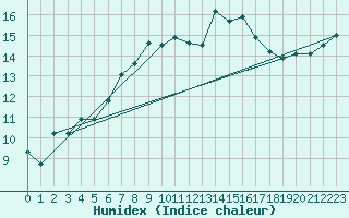 Courbe de l'humidex pour Kvamskogen-Jonshogdi 