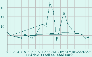 Courbe de l'humidex pour Koppigen