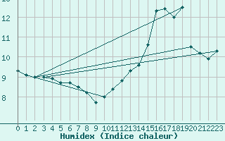 Courbe de l'humidex pour Hoek Van Holland