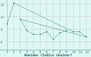 Courbe de l'humidex pour Secretary Island Aws