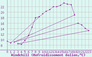 Courbe du refroidissement olien pour Zwiesel