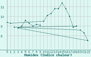 Courbe de l'humidex pour Braganca