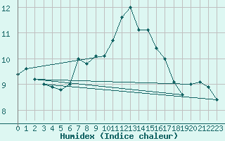 Courbe de l'humidex pour Koppigen