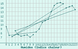 Courbe de l'humidex pour Winterland Branch Hill