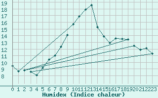 Courbe de l'humidex pour Zurich Town / Ville.