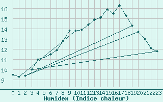 Courbe de l'humidex pour Borris