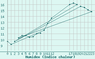 Courbe de l'humidex pour Lige Bierset (Be)