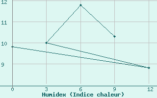 Courbe de l'humidex pour Rudnaja Pristan