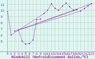 Courbe du refroidissement olien pour Cap de la Hague (50)