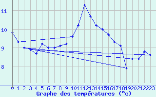 Courbe de tempratures pour Nuerburg-Barweiler