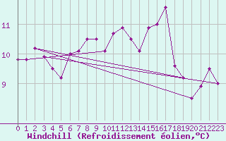 Courbe du refroidissement olien pour Lige Bierset (Be)