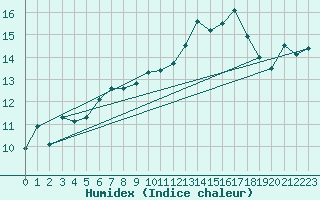 Courbe de l'humidex pour Grono