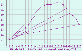 Courbe du refroidissement olien pour Dourbes (Be)