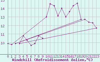Courbe du refroidissement olien pour Mullingar