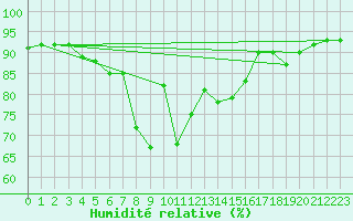 Courbe de l'humidit relative pour Nesbyen-Todokk