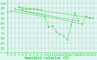 Courbe de l'humidit relative pour Pau (64)