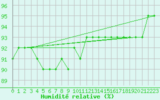 Courbe de l'humidit relative pour Nesbyen-Todokk